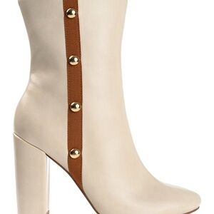 Journee Collection Cream and Brown Heeled Boots